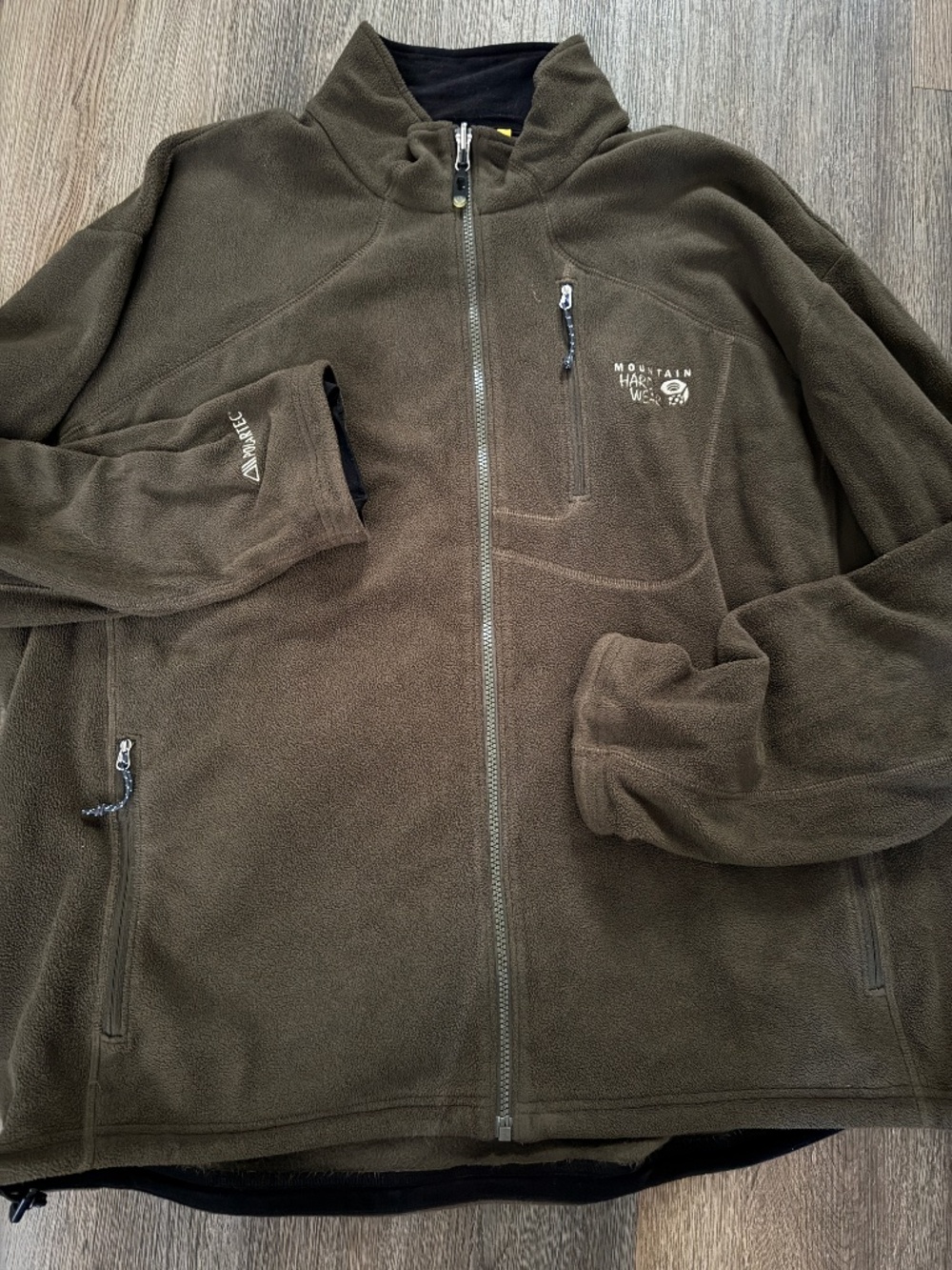 Mountain Hardwear Full Zip Polartec Fleece Men's Size XXL Green Pockets Outdoors